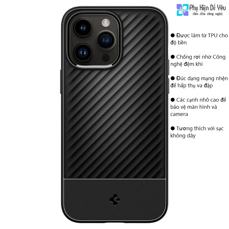 Ốp Spigen Core Armor cho iPhone 14 Pro Max/ 14 Pro/ 14 Plus/ 14 (Phân phối chính hãng, bảo hành 12 tháng)