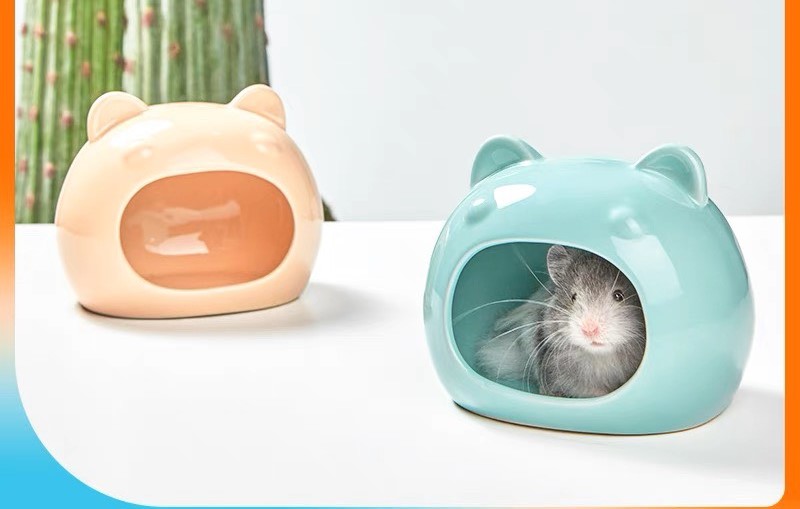 Nhà sứ đầu mèo 2 size cho hamster / sóc / fat tail/ ... - T3 PETS SHOP