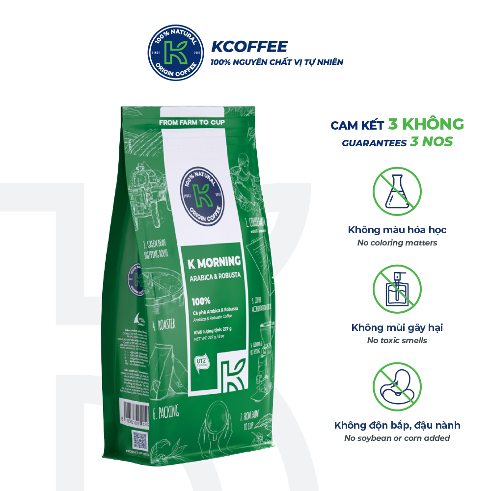 Roasted and Ground Coffee Specialty Pure Filtered Coffee K Coffee K Morning New 227g (Filter Coffee, Traditional Coffee)