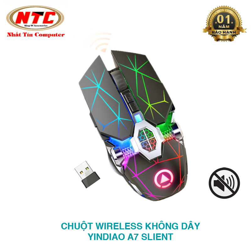 Chuột không dây wireless Yindiao A7 pin sạc họa tiết đặc biệt - phiên bản Silent không tiếng click Phụ kiện 1986