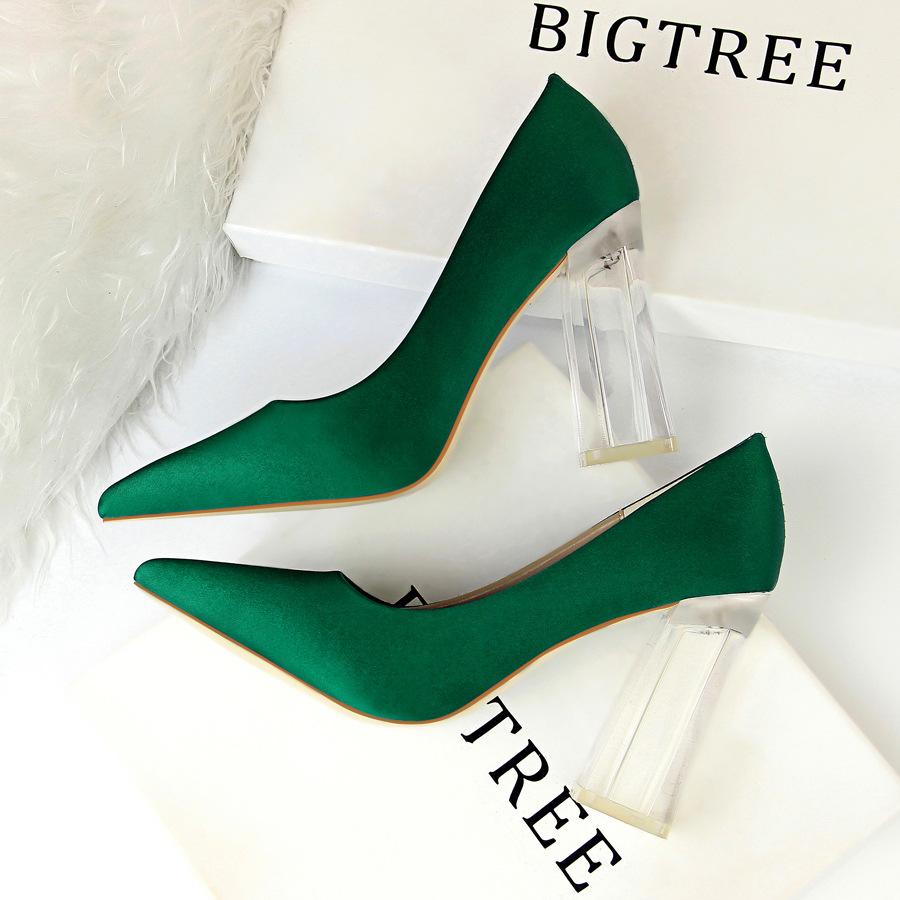 2993-1 high heels Bigtree Đế square transparent