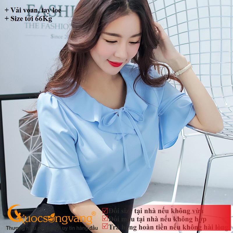 Áo nữ tay loe áo sơ mi nữ cổ bèo GLA165 Cuocsongvang