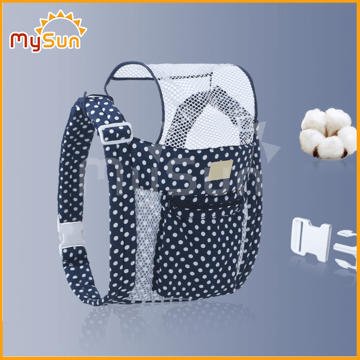Đai địu vải cho em bé sơ sinh trẻ em 3 - 18 tháng tuổi ngồi có chùm đầu chính hãng MySun
