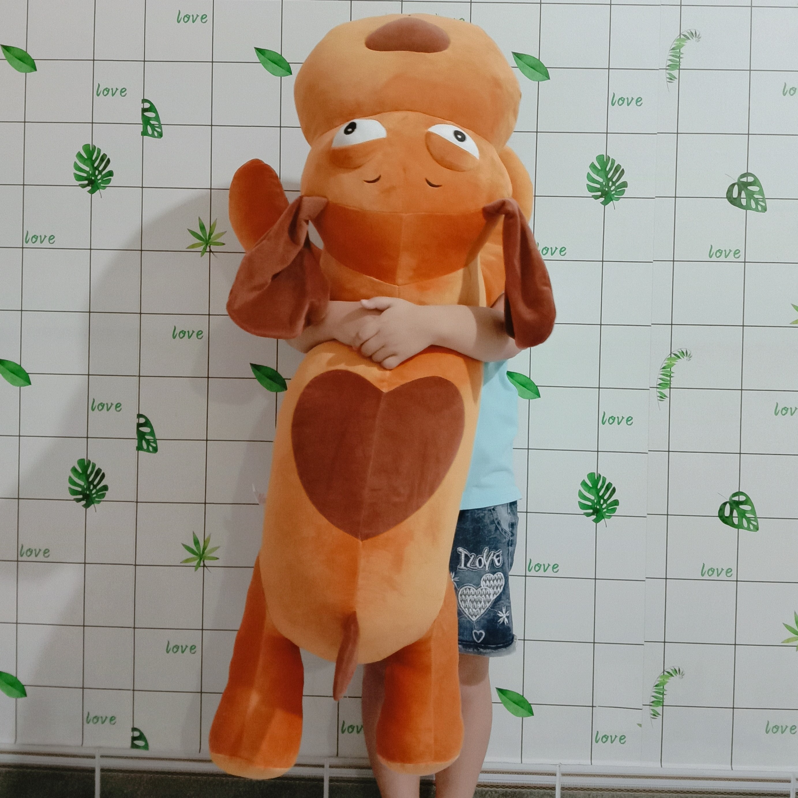 GẤU BÔNG CHÓ LƯỜI NẰM THÚ BÔNG CHÓ TAI DÀI LƯNG TIM NHỒI BÔNG SIÊU MỀM SIZE LỚN VẢI MINISO 4 CHIỀU