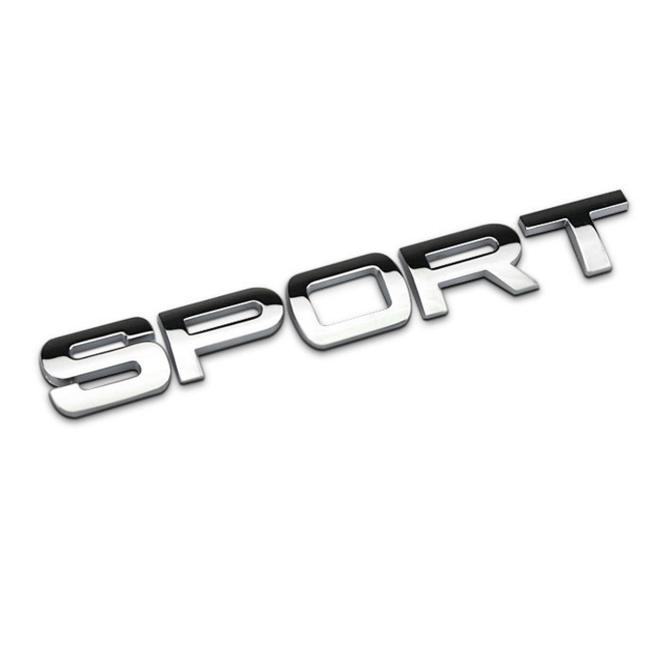 Decal tem chữ inox Sport dán đuôi xe ô tô