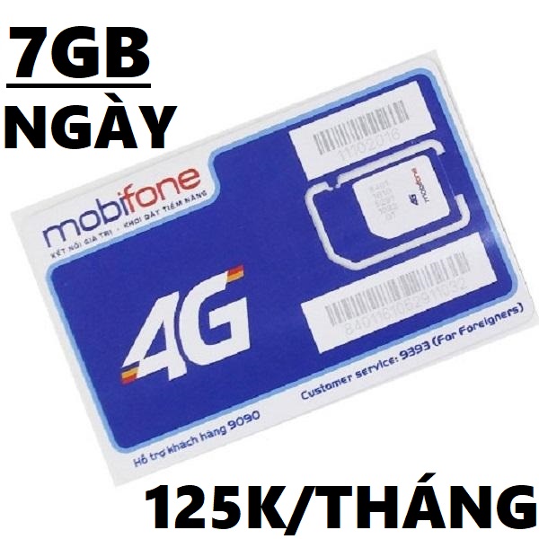 SIM 4G MOBIFONE GÓI BIGMEE Mobifone nhận 7GB data mỗi ngày, không giới hạn Chỉ với 125k/tháng từ MƯỜNG THANH ROYAL FREESHIP - CHƯA KÍCH HOẠT.