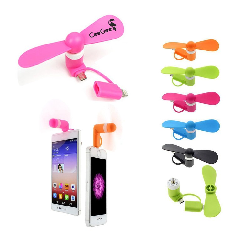 Quạt mini 2in1 gắn điện thoại