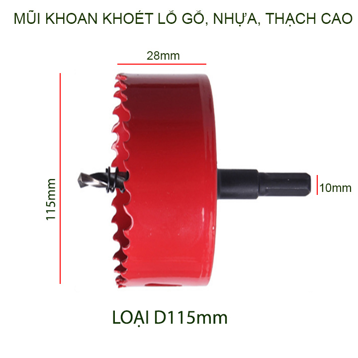 Mũi khoan khoét lỗ gỗ, nhựa, thạch cao đường kính D65-140mm