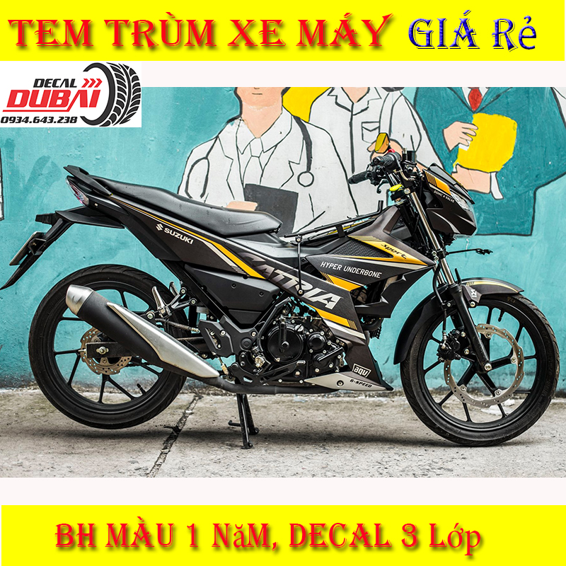 Tem trùm Satria Raider Vàng Đen Thể Thao