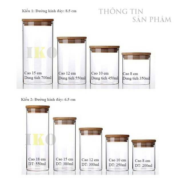 Lọ thủy tinh nắp gỗ tre chúc các cỡ hàng cao cấp-350ml