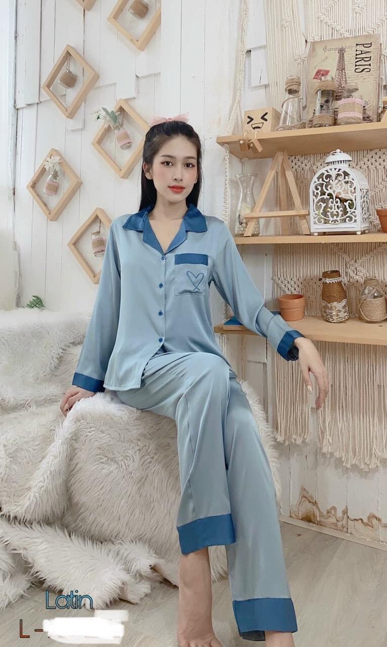 BỘ PIJAMA LỤA LATIN CAO CẤP - QUẦN DÀI TAY DÀI ( DƯỚI 56KG)