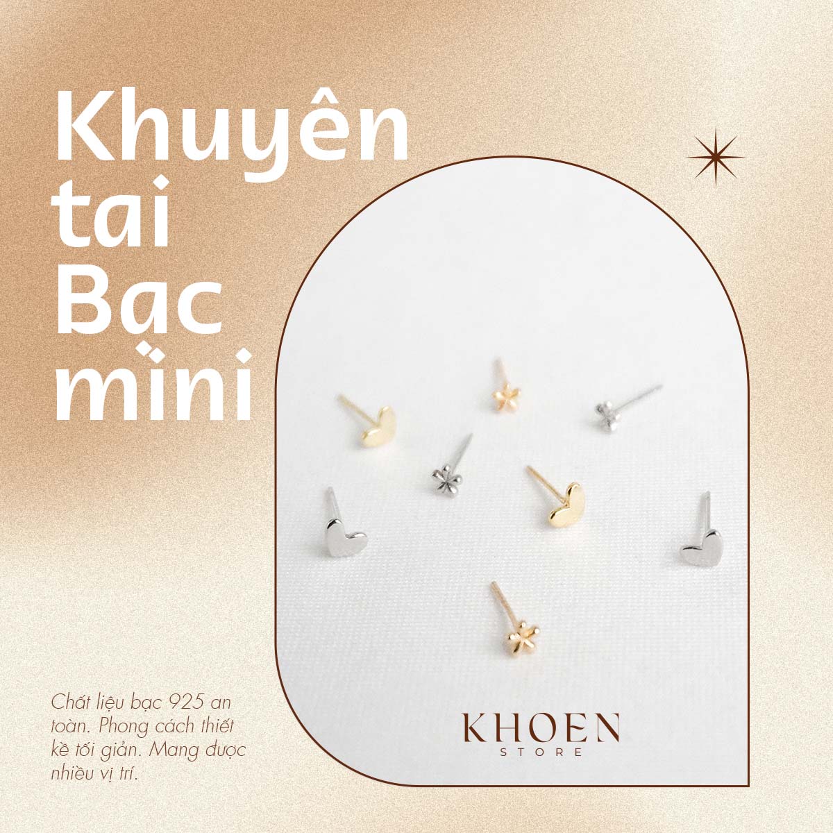 (1 Chiếc) Khuyên Hoa mai nhỏ - Bạc 925 - Khoen Store