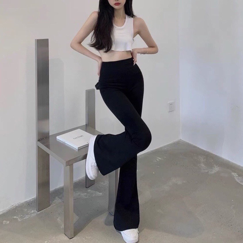 Quần ống loe chất liệu thun cotton co dãn ôm mông siêu hack dáng