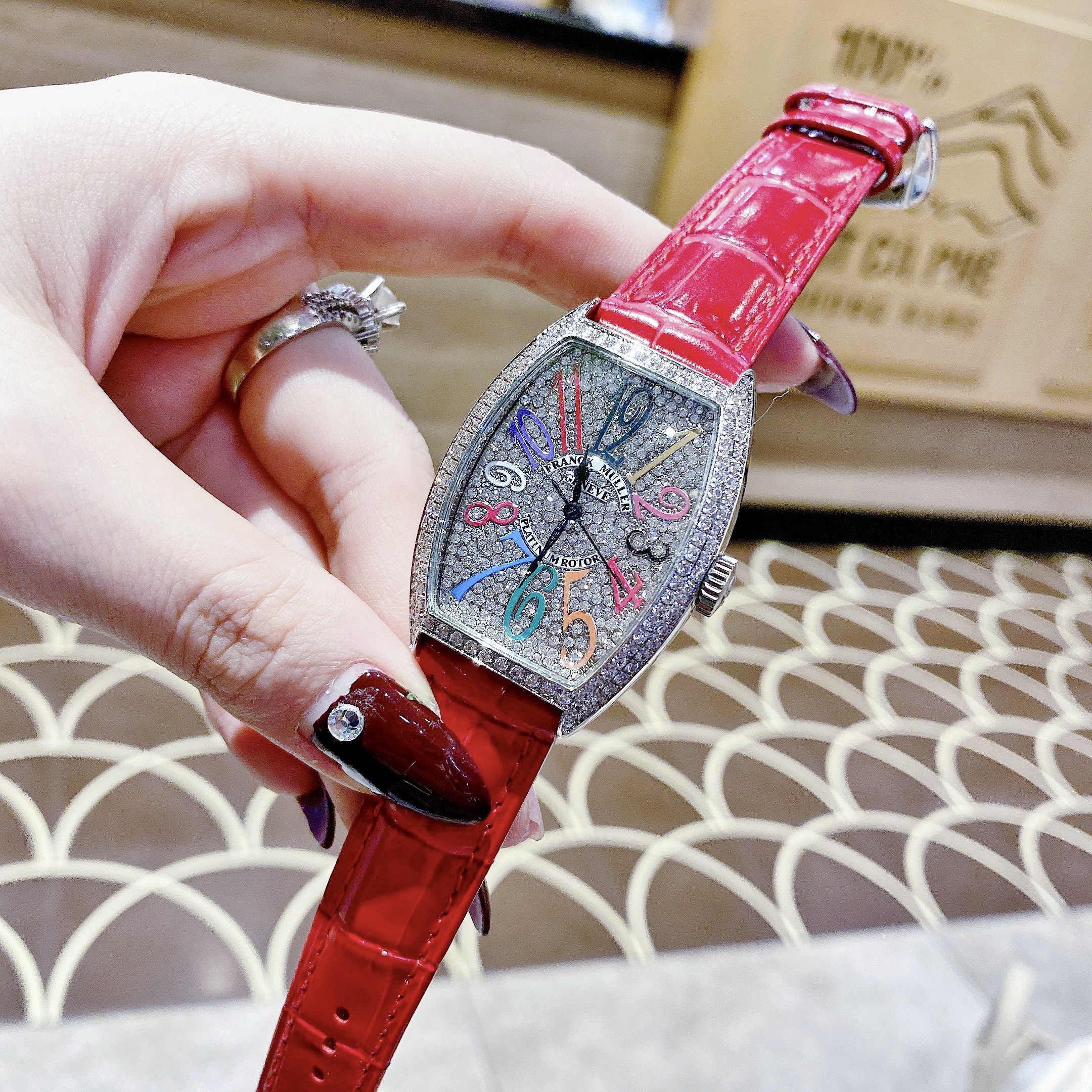 [HCM] watches women leather strap Franck Muller FM5855 fullbox, stainless steel shell, waterproof, women watches luxury