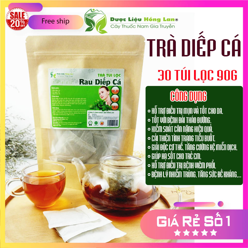 Trà Túi Lọc Diếp Cá túi zip 90g - (Giải độc cơ thể, điều trị mụ.n và tốt cho da, kiểm soát cân nặng hiệu quả, tốt với bệnh đái tháo đường, tăng sức đề kháng & hệ miễn dịch,...) Thành phần: