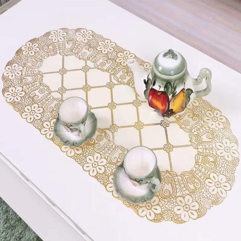 Khăn Trải Bàn Dập Hoa Văn Nổi Sang Trọng