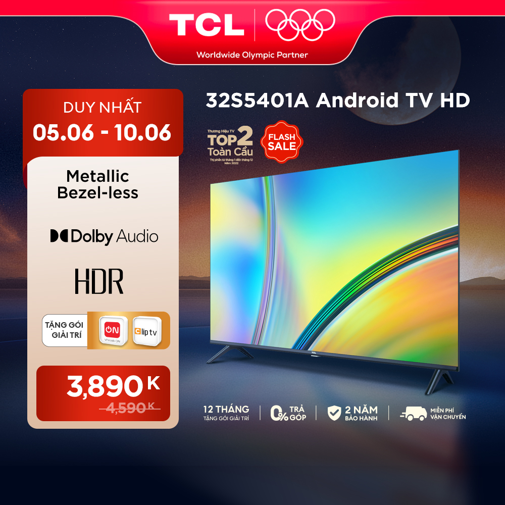  Android TV HD TCL 32inch - 32S5401A 32S5400A - Smart TV - Hàng chính hãng - Bảo hành 2 năm   05-10.06 SALE GIỮA NĂM - VOUCHER LIVE 12%   