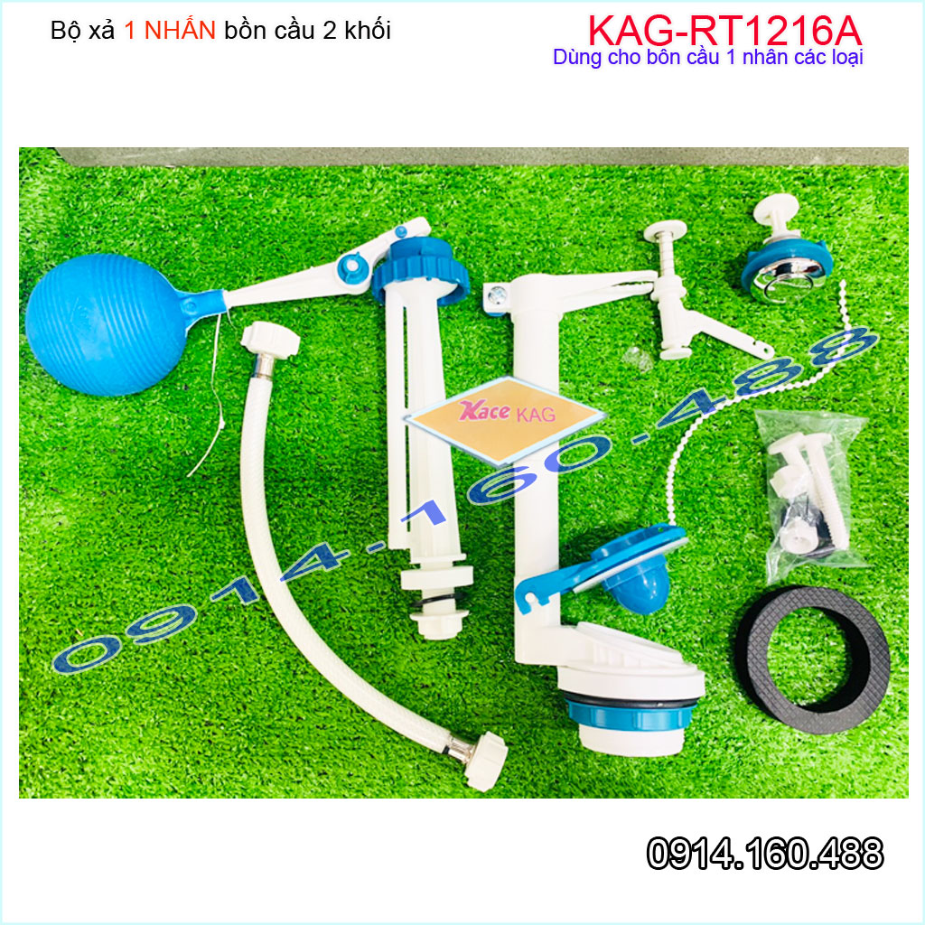 [HCM]Bộ xả bồn cầu 1 nút nhấn Doco KAG-RT1216A, trọn bộ xả xí bệt nhấn 2 khối cấp phao thoát êm sử dụng tốt