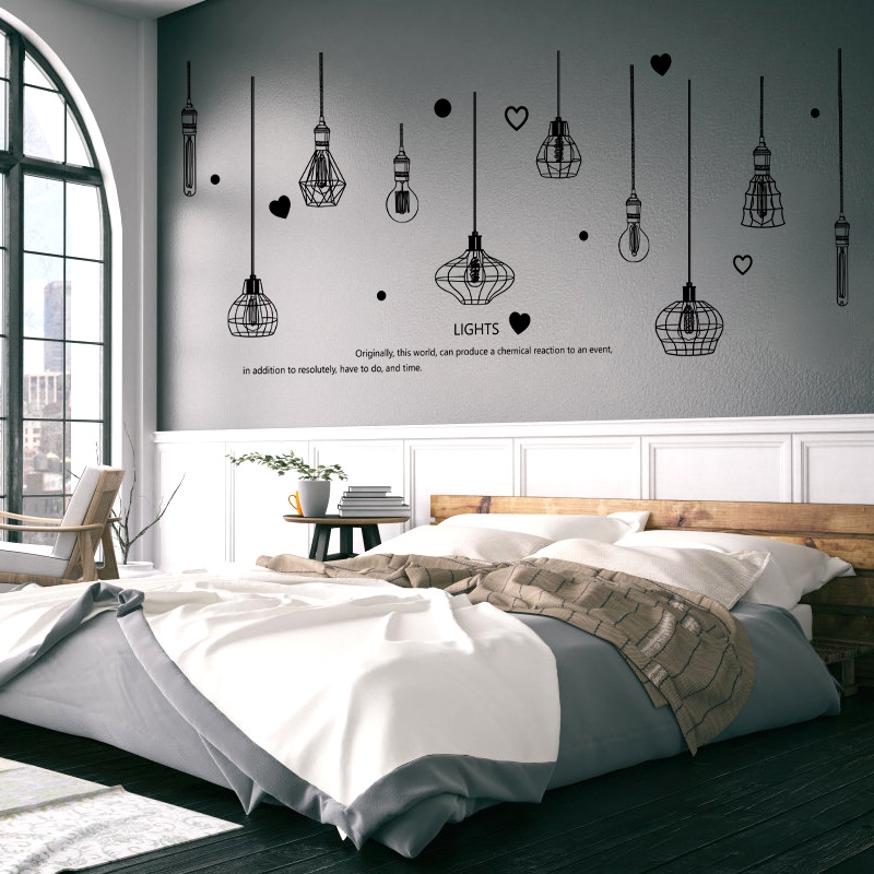 DECAL DÁN TƯỜNG CHÙM ĐÈN LIGHT TRẮNG ĐEN