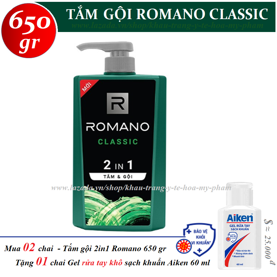 Romano - tắm gội 2 trong 1 classic 650 gr