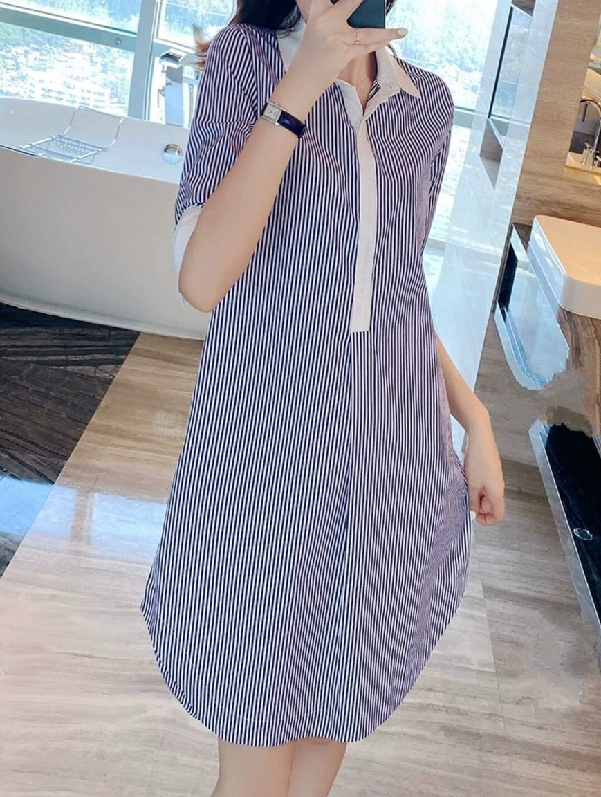 FreeshipMAX [HCM] ĐẦM SUÔNG SƠ MI SỌC