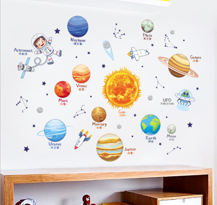 Decal trang trí dán tường cùng Bé khám phá hành tinh TS64