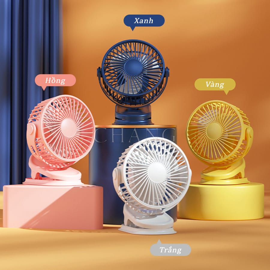 Quạt tích điện mini kẹp bàn, quạt mini tích điện để bàn cực mát, độ kẹp chắc chắn cho dân văn phòng