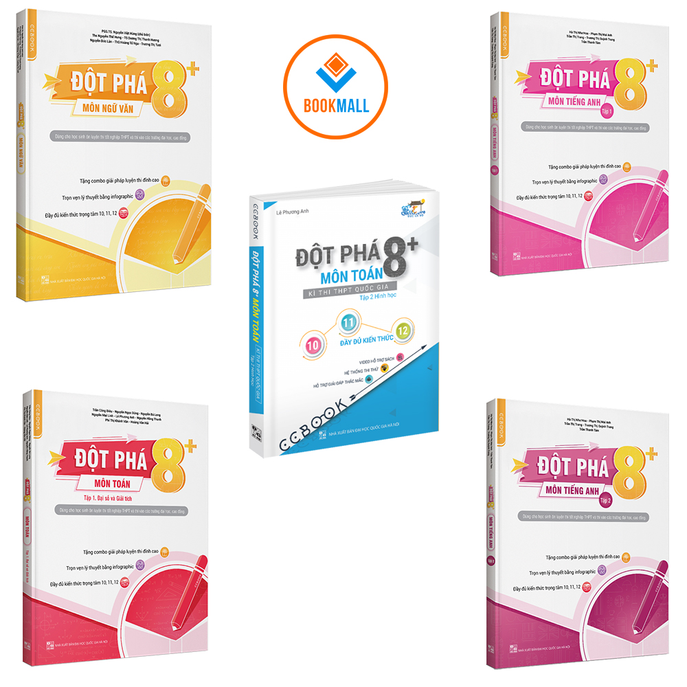Sách - Combo Đột phá 8+ thi THPT Quốc gia môn Toán Văn Anh tập 1 2 ( 5 Cuốn ) (Phiên bản MỚI)