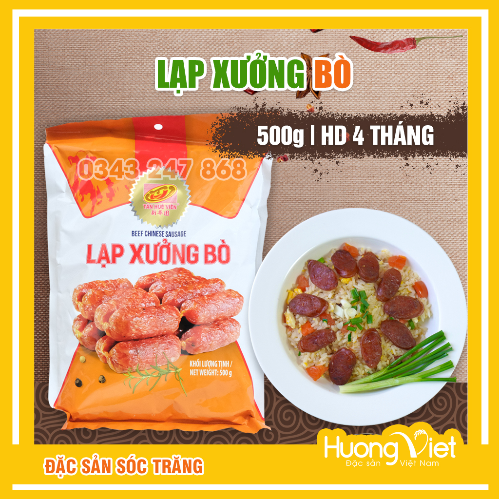 [HCM]Lạp xưởng bò Tân Huê Viên 500gr lạp xưởng Sóc Trăng chính hãng