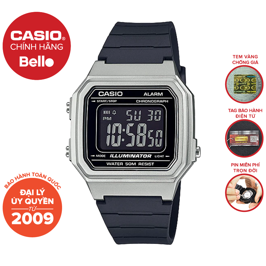 Đồng hồ casio nam w-217hm-7bvdf bảo hành chính hãng 1 năm - pin trọn đời