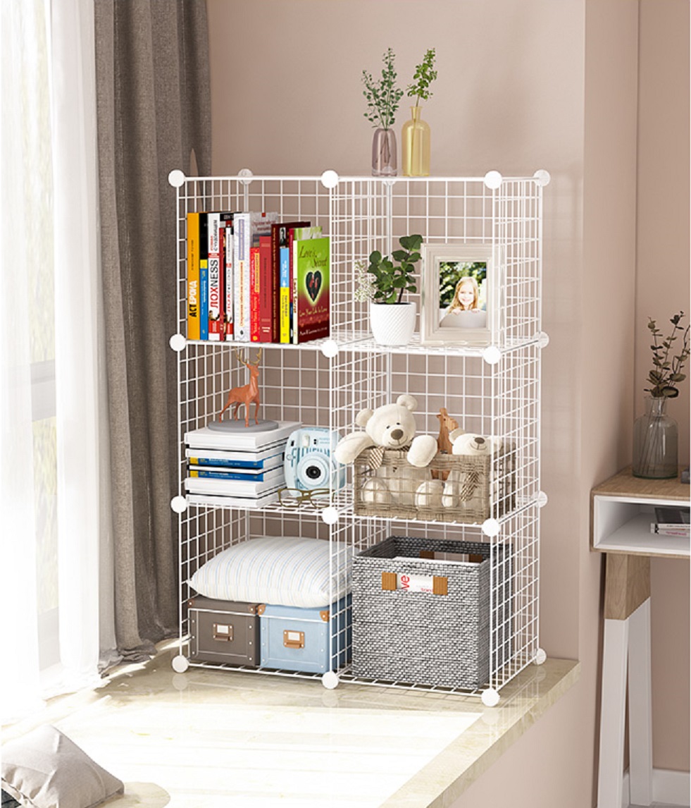 Kệ sách-kệ đựng đồ đa năng bằng lưới sắt lắp ghép