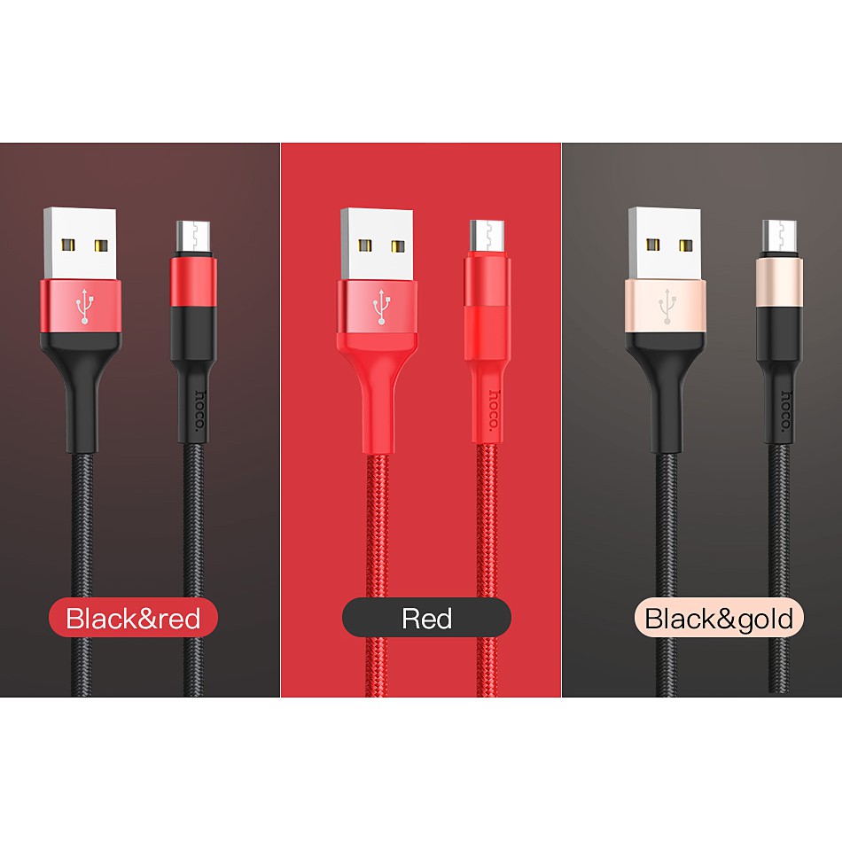 Cáp Sạc MicroUSB Hoco X26 Sạc Nhanh Bọc Dù Bền Chắc 1m