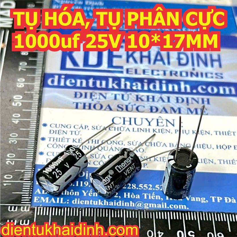 20 con TỤ HÓA PHÂN CỰC chân dài 1000uf các loại 10V 16V 25V 35V 50V 63V 100V kde1812