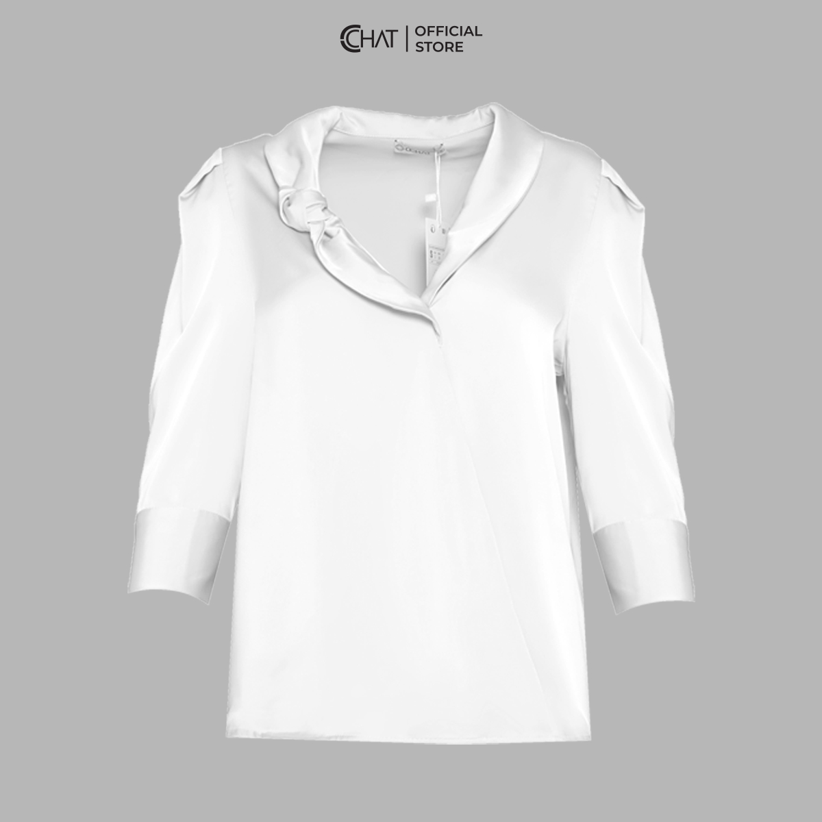 Áo sơ mi nữ cchat vạt chéo cổ nút chất lụa cao cấp 53fnl2015st