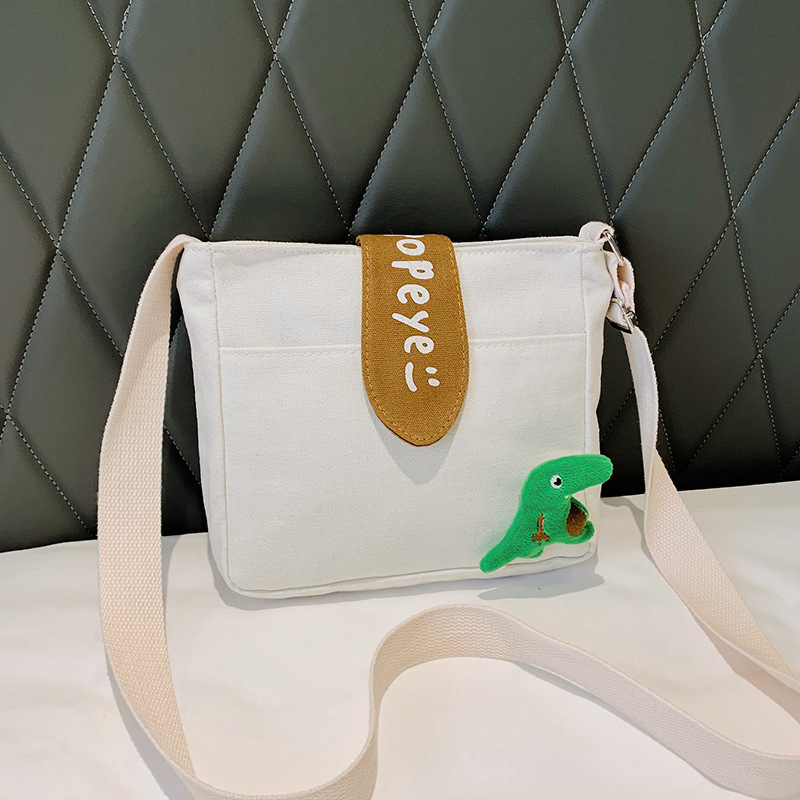 Túi vải Canvas đeo chéo nữ kèm thú cưng dễ thương Cute thời trang HÀN QUỐC có khóa kéo tiện dung LX284