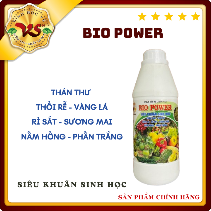 Chế phẩm vi sinh phòng bệnh thán thư, phấn trắng hiệu quả bio power chai 1l