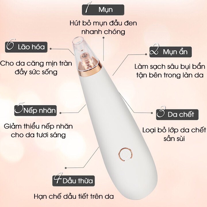 Máy hút mụn đầu đen mini cầm tay-máy hút mụn 3 đầu thay thế-dụng cụ hút mụn co da mặt