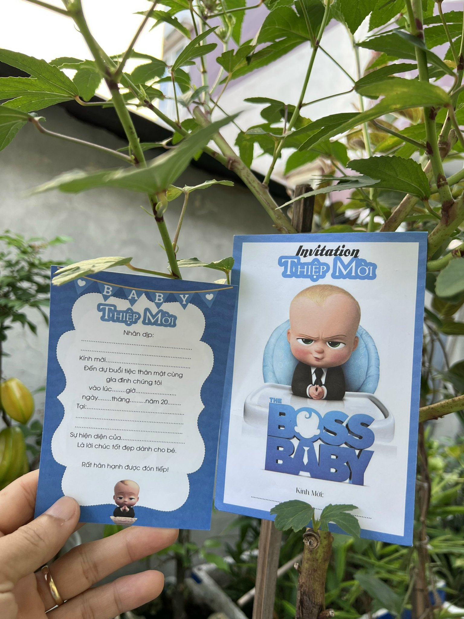 Combo 30 thiệp mời sinh nhật , thôi nôi bé trai boss boy