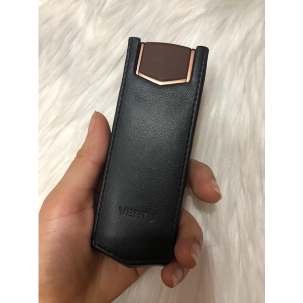Bao Da Nắp Gấp Vertu Singnature S Dập Vân Trơn