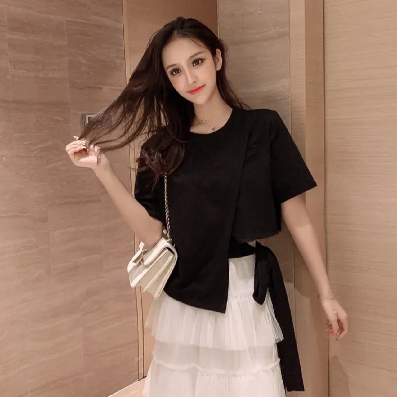 Aó Thun Captop Cột Dây Cute Dễ Thương