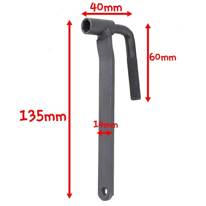 Dụng cụ cờ lê chỉnh cò xe máy 2 trong 1 cán dẹt thép đen size vặn đai ốc 9mm