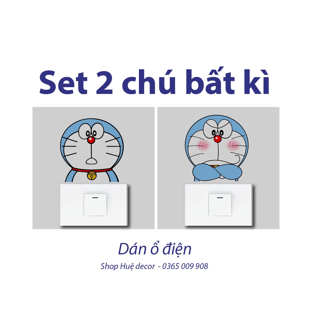 Decal dán ổ điện, sticker trang trí Doraemon dễ thương