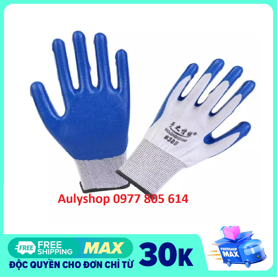 Bịch 12 đôi găng tay phủ PU 388, găng tay lao động, găng tay 388