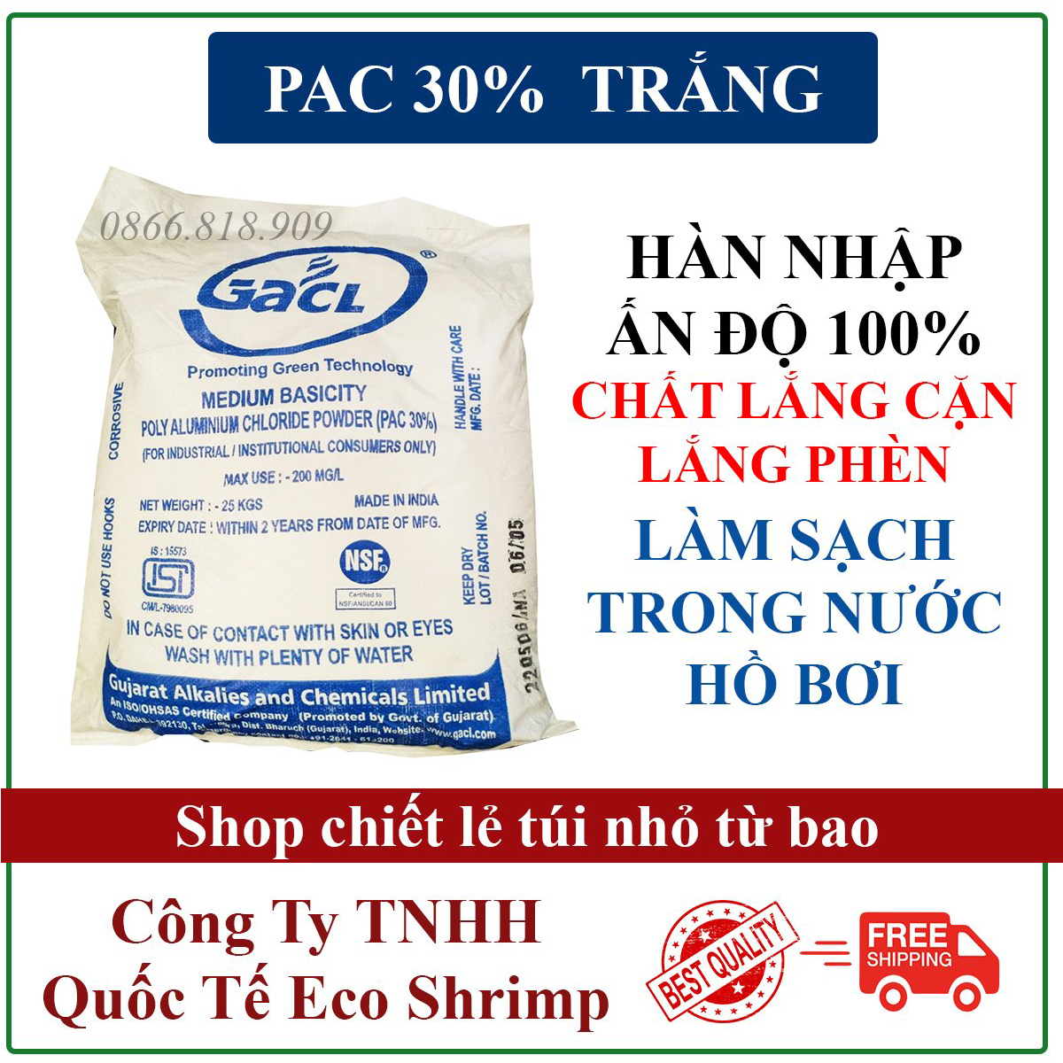 Chất Trợ Lắng PAC Ấn Độ - Lắng Cặn Và Phèn Làm Trong Nước
