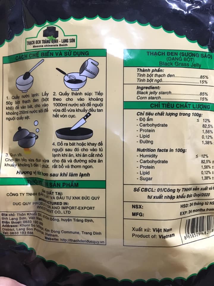 Tinh bột thạch đen Đức Qúy - 100-500g