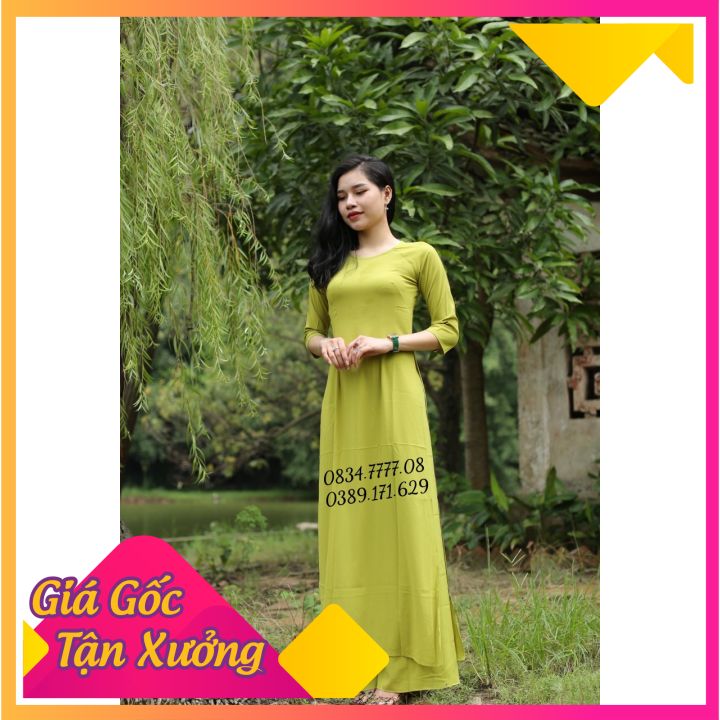 Áo Dài Lụa Nhật Trơn Cổ Cao 2,5 Phân
