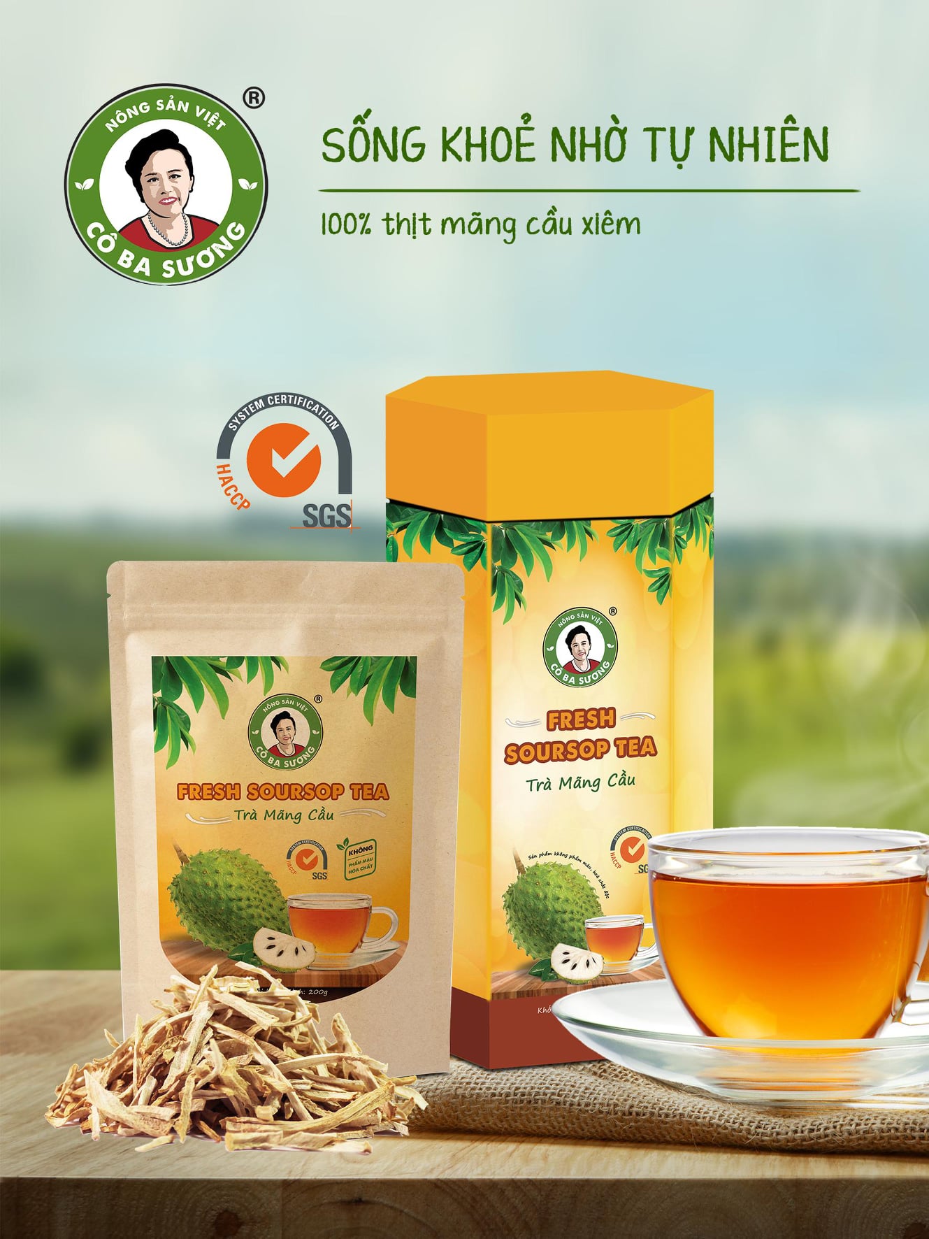 Trà mãng cầu Cô Ba Sương- túi 200g