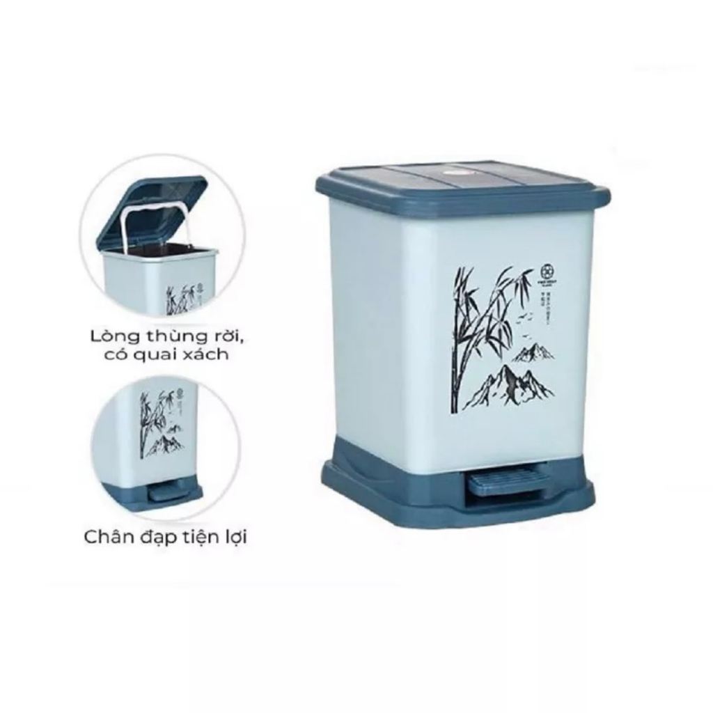 Thùng nhựa đựng rác vuông 15 lít Hokori Việt Nhật. Thùng rác khách sạn, nhà hàng sang trọng