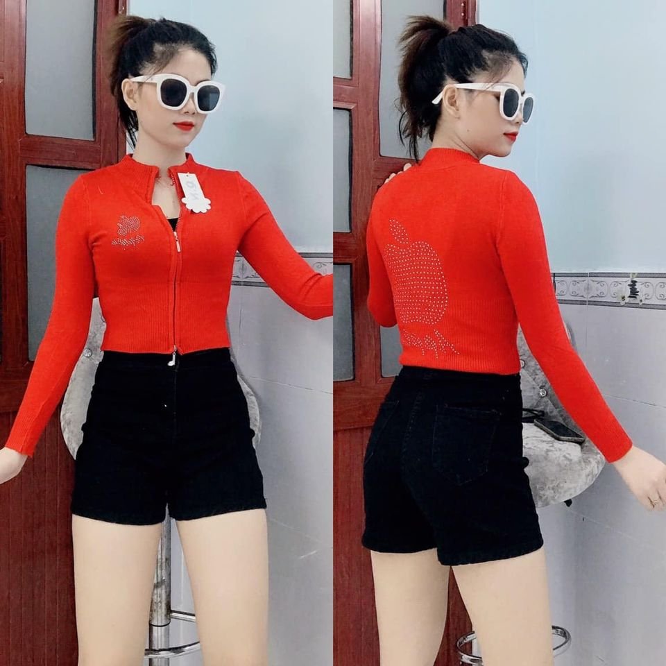 Áo Khoác Len Nữ Dây Kéo Form Lửng Có Nhiều Màu
