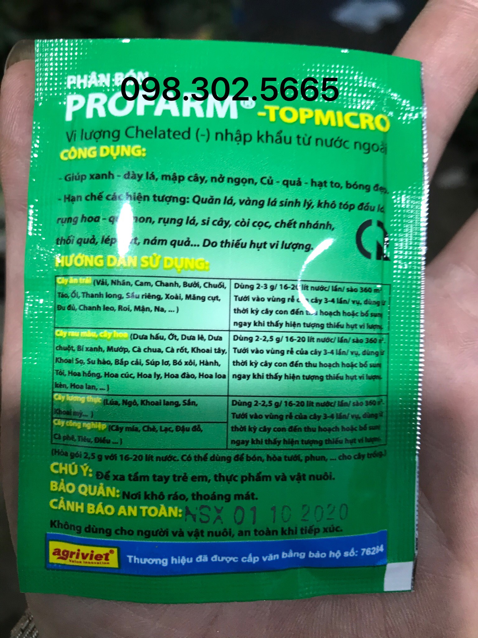 Phân bón lá Siêu Vi Lượng Thái Lan Chelate Profarm TopMicro 2 gram